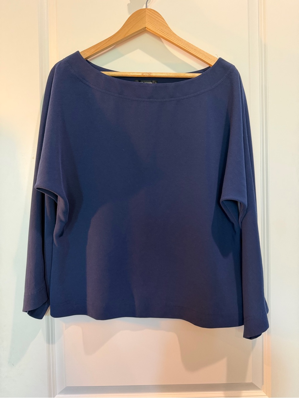 St. John Blue Dolman Sleeve Boat Neck Top Size Small